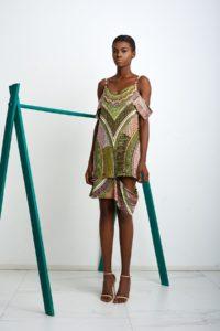 woman wearing lisa folawiyo green patterns